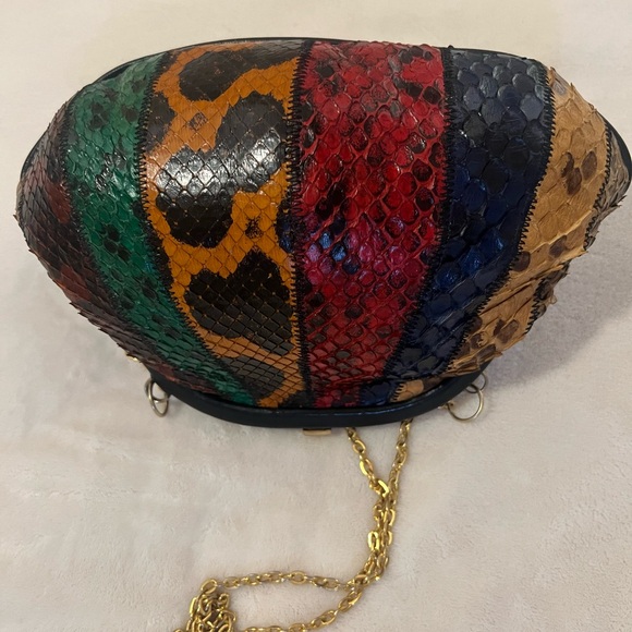 💚italmoda FIRENZE -CARACAS Multicolor Python-Texture Chain Shoulder Bag🩷 - Picture 7 of 16